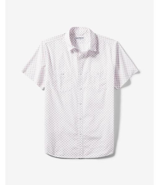Express Mens Soft Wash Micro Circle Print Short Sleeve Cotton