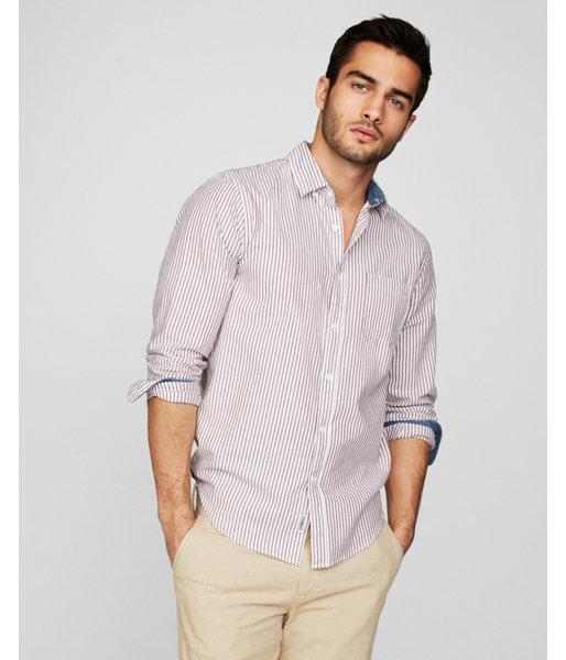 Express Mens Slim Striped Button-down