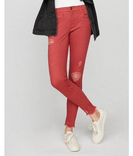 Express Womens Mid Rise Distressed Stretch Ankle Pant