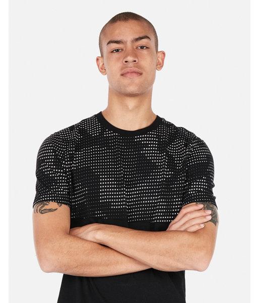 Express Mens Camo Printed Color Block Crew Neck Jersey Tee