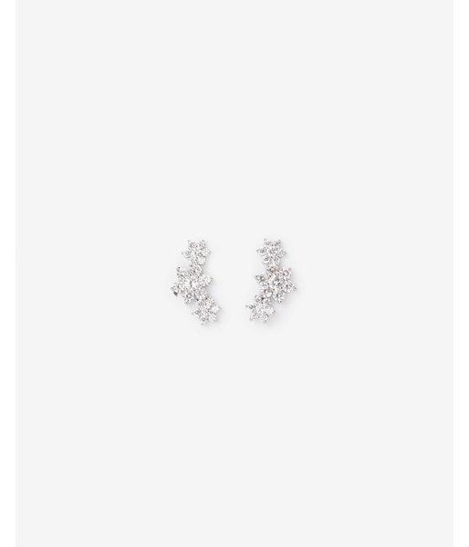 Express Womens Cubic Zirconia Floral Crawler Earrings