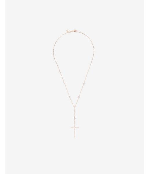Express Womens Faceted Bezel Y-neck Cross Necklace
