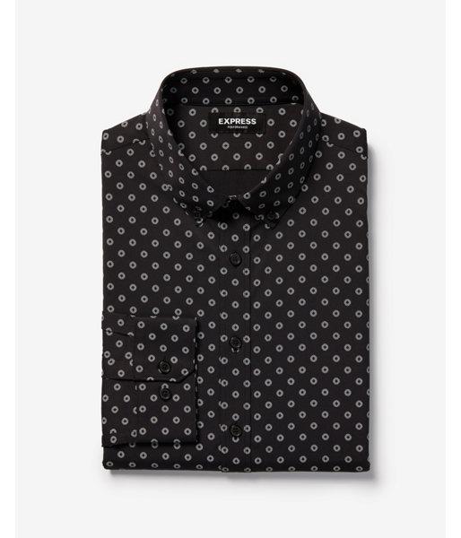 Express Mens Express Mens Slim Small Burst Wrinkle-resistant Performance Dress