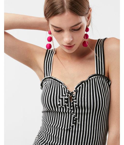 Express Womens Linear Fabric Ball Drop Earrings