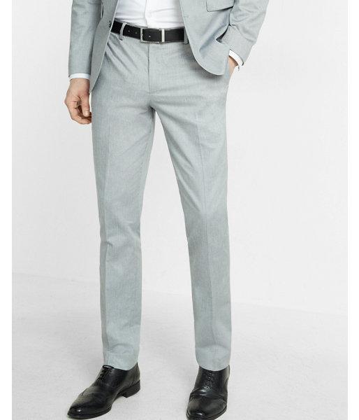 Express Mens Extra Slim Innovator Gray Cotton Oxford