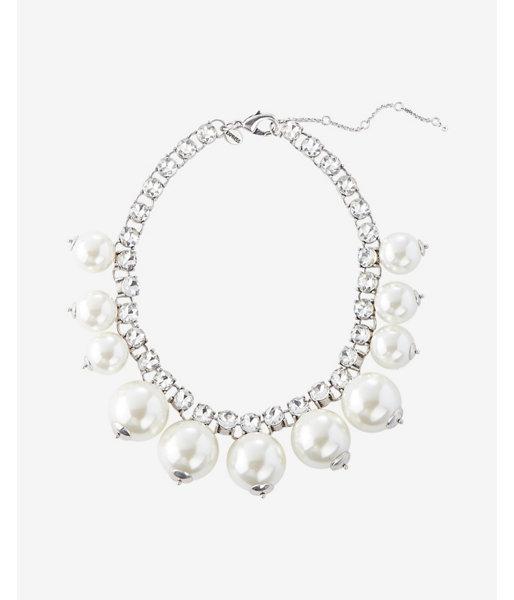 Express Womens Pearl Rhinestone Bracelet