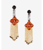Express Womens Stone Flower Chain Fringe Drop Earrings