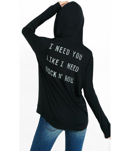 Express Women's Sweatshirts Express One Eleven Rock And Roll Graphic Hoodie
