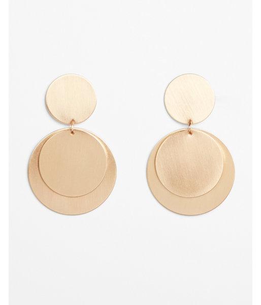 Express Womens Matte Double Circle Drop Earrings