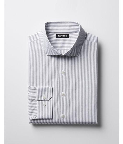 Express Mens Slim Fit Striped Cotton Spread Collar Dress