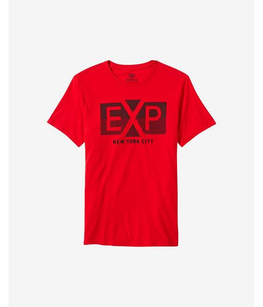 Express Mens Red Exp Stripe Graphic T-shirt