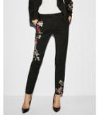 Express Womens Mid Rise Embroidered Columnist Ankle Pant
