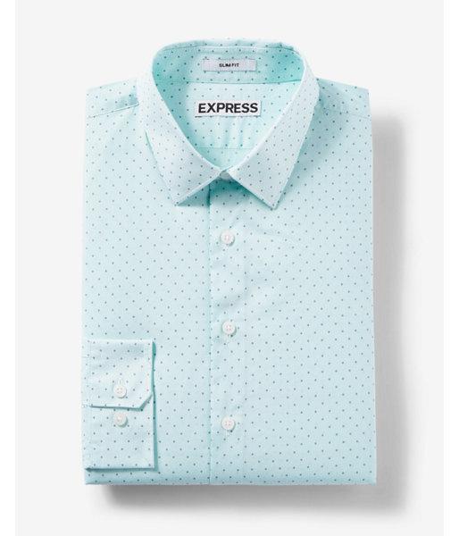 Express Slim Fit Fine Stripe Dotted Dress