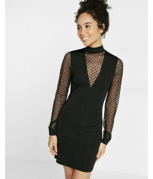 Express Womens Ribbed Mock Neck  Dress