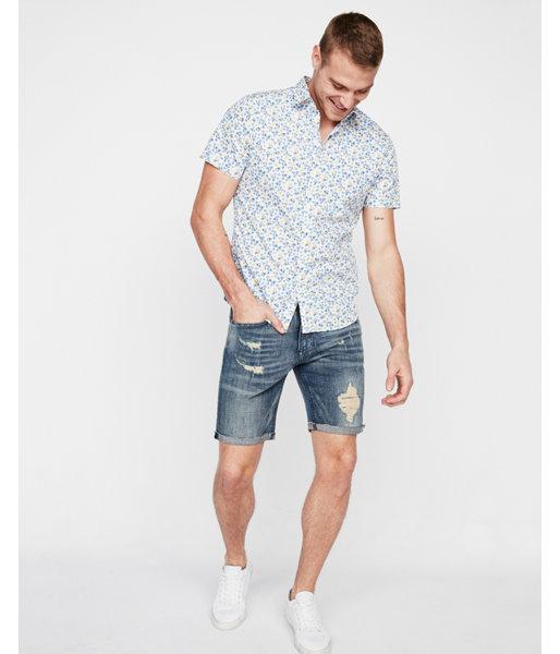 Express Mens Tropical Palm Tree Short Sleeve Cotton