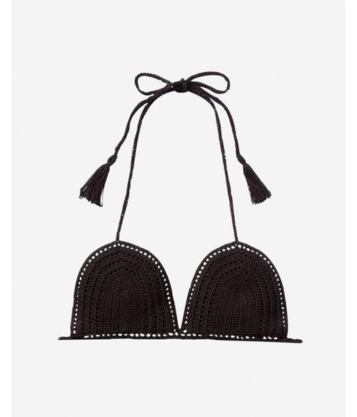 Express Womens Solid Crochet Adjustable Triangle Bikini