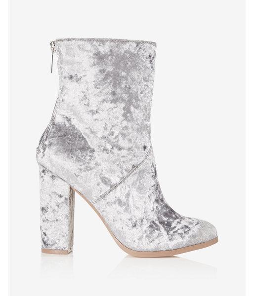 Express Womens Velvet Heeled Bootie