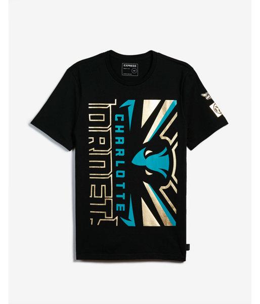 Express Mens Charlotte Hornets Nba Crew Neck Foil Graphic Tee