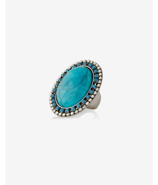 Express Womens Turquoise Stone Cocktail Ring