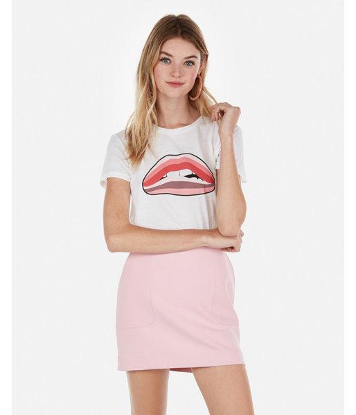 Express Womens Express One Eleven Lips Graphic Easy Tee