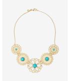 Express Womens Turquoise Filigree Station Necklace