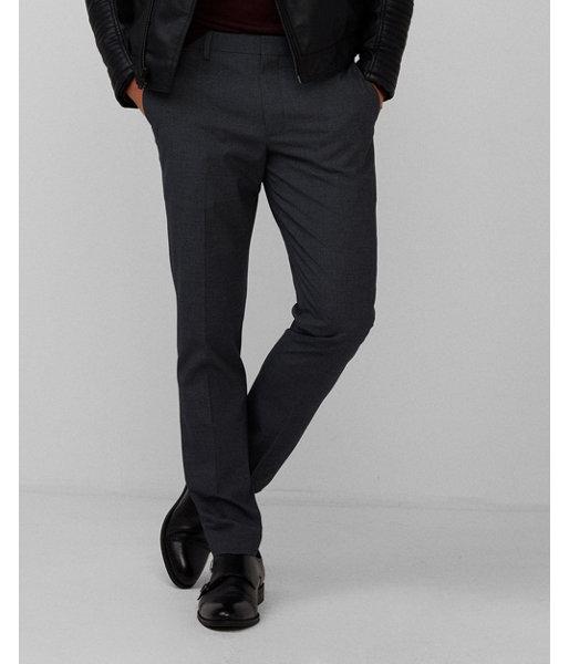 Express Mens Extra Slim Navy Houndstooth Dress Pant