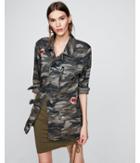Express Womens Embroidered Camo Military Jacket