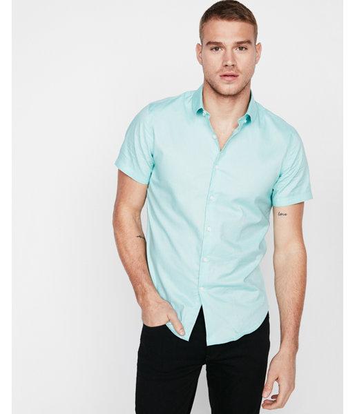 Express Mens Fitted Solid Short Sleeve Oxford 1mx Dress