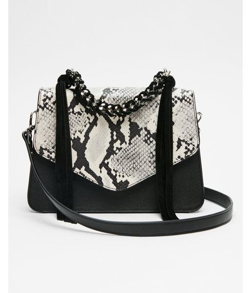 Express Womens Chain Handle Snake Print Bag