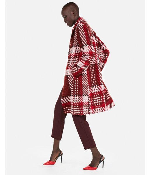 Express Womens Plaid One Button Car Coat