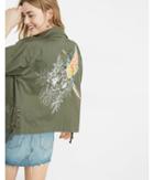 Express Womens Embroidered Parrot Military Jacket