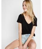 Express Textured Skimming V-neck Tee