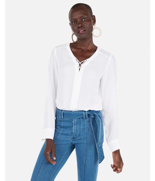 Express Womens Strappy Front Chelsea Popover