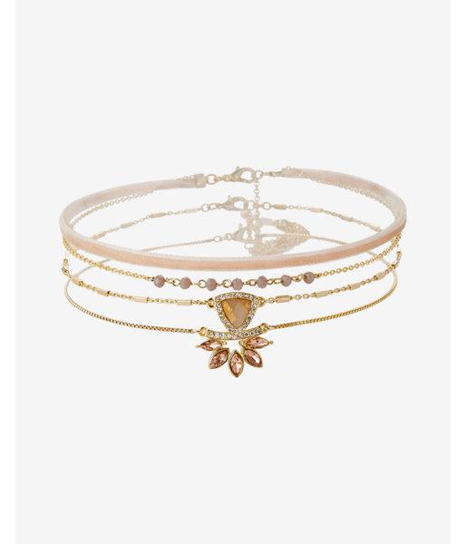 Express Set Of Three Mini Stone And Velvet Choker Necklaces