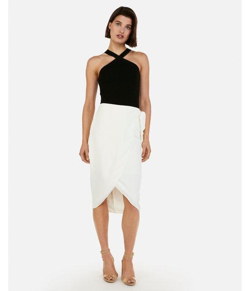 Express Womens Cropped Crisscross Strap Sweater Halter Top