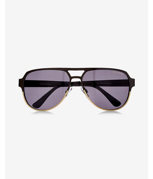 Express Mens Black And Gold Metal Frame Aviator