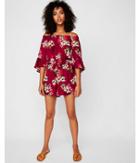 Express Womens Floral Tie Front Off The Shoulder Romper