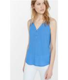 Express Women's Tanks Mixed Fabric Lace-up Front Tank