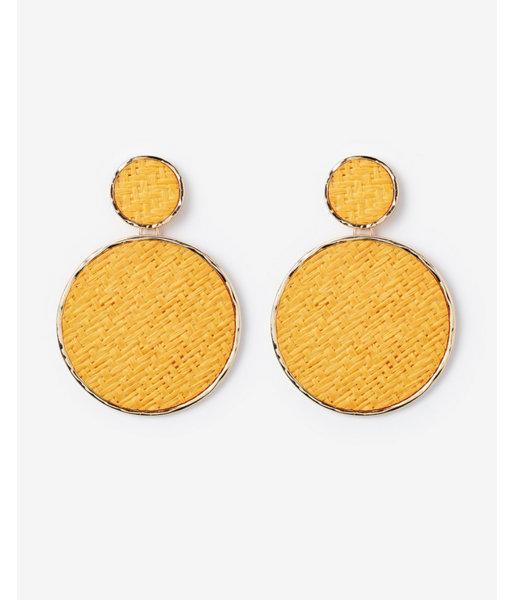 Express Womens Double Circle Wicker Post Back Earrings