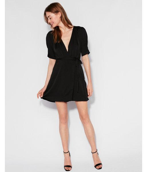 Express Womens Matte Satin Wrap Dress