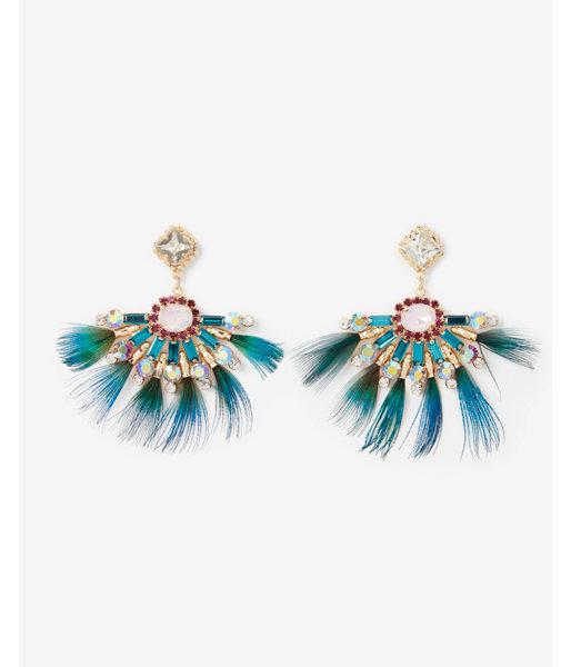 Express Womens Feather Edge Stone Burst Earrings