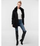 Express Womens Petite Long Oversized Faux Fur Fleece Jacket