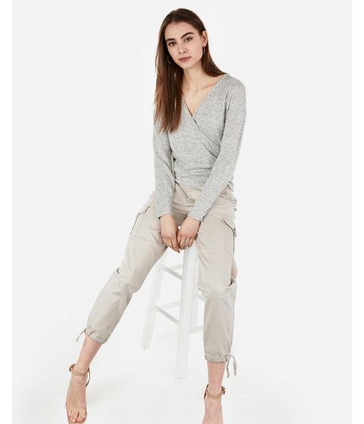 Express Womens Express One Eleven Brushed Wrap Front Top