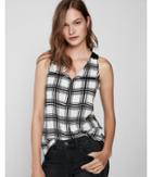 Express Womens Plaid Welt Pocket Zip Front Tank