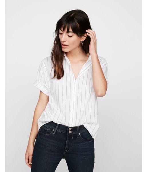 Express Womens Short Sleeve Striped Cotton