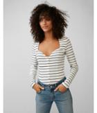 Express Womens Striped Snap Front Corset Tee