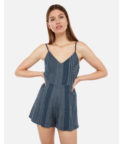 Express Womens Stitched V-neck Romper