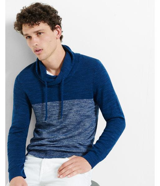 Express Mens Color Block Drawstring Shawl Neck