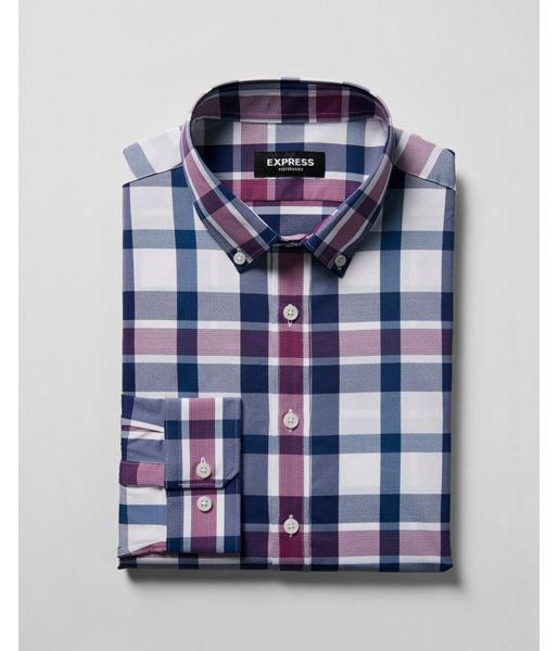 Express Mens Classic Plaid Wrinkle-resistant Performance Dress