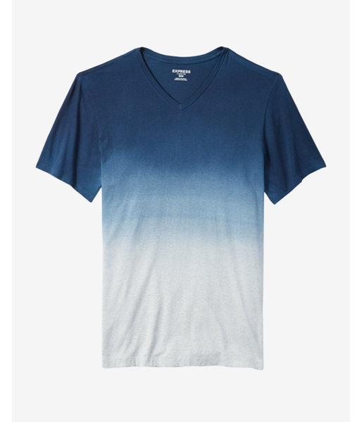 Express Striped Ombre V-neck Tee